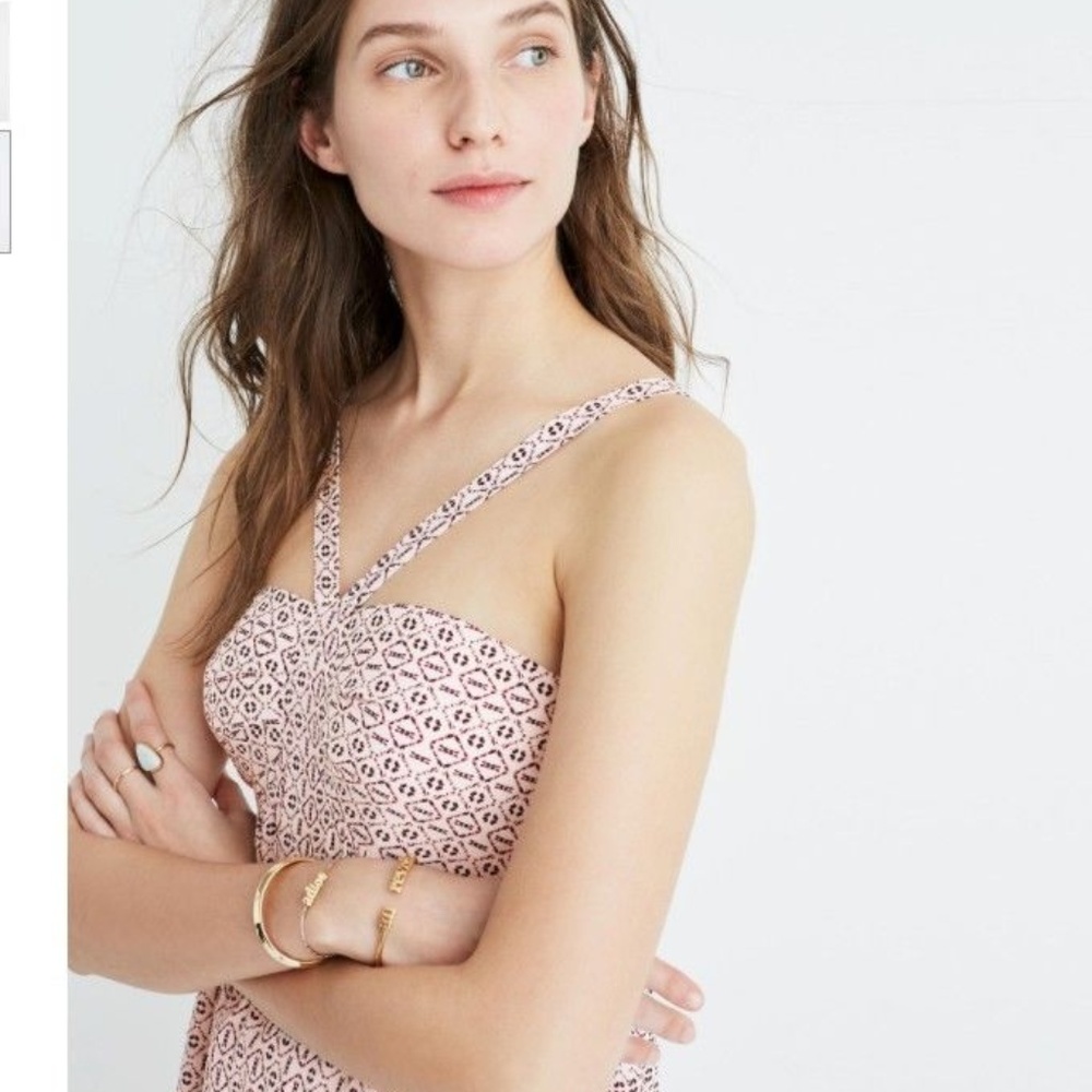 NEW Madewell Silk Halter Dress patterned 00 XS